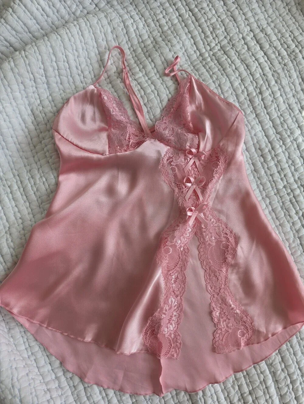 Y2K Pink Lace Slip Chemise | Open Back | Fairycore Coquette | Size S